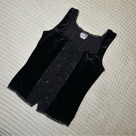 SOLD 90s Goth Rave Velvet Sequin Hook Eye Corset Lace Short Sleeve Corset Top - Picture 7 of 8